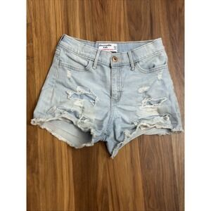 Abercrombie Girls Denim Jeans High Rise Mom Shorts 11/12 Destroyed Distressed VG